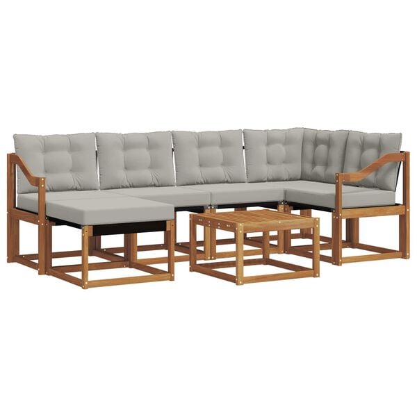 vidaXL Venkovn&iacute; pohovkov&aacute; souprava 7 pcs Př&iacute;rodn&iacute; a světle &scaron;ed&aacute;