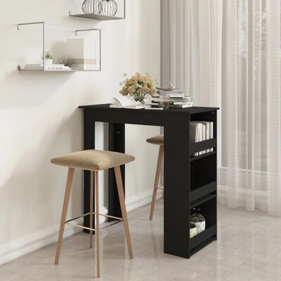 vidaXL Barový stůl s úložným regálem černý 102x50x103,5 cm dřevotříska