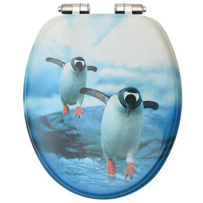 vidaXL WC sedátka s funkcí pomalého sklápění 2 ks MDF motiv tučňáka