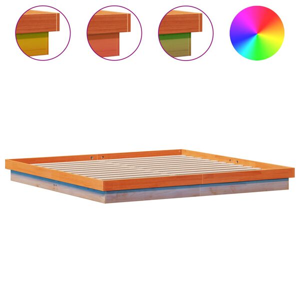 vidaXL R&aacute;m postele s LED voskově hněd&yacute; 200 x 200 cm masivn&iacute; borovice