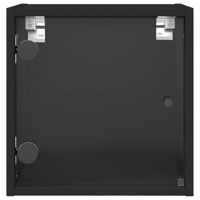 vidaXL Noční stolek se skleněnými dvířky černý 35 x 37 x 35 cm