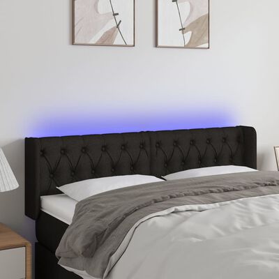 vidaXL Čelo postele s LED černé 163 x 16 x 78/88 cm textil
