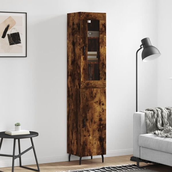 vidaXL Skř&iacute;ň highboard kouřov&yacute; dub 34,5 x 34 x 180 cm kompozitn&iacute; dřevo