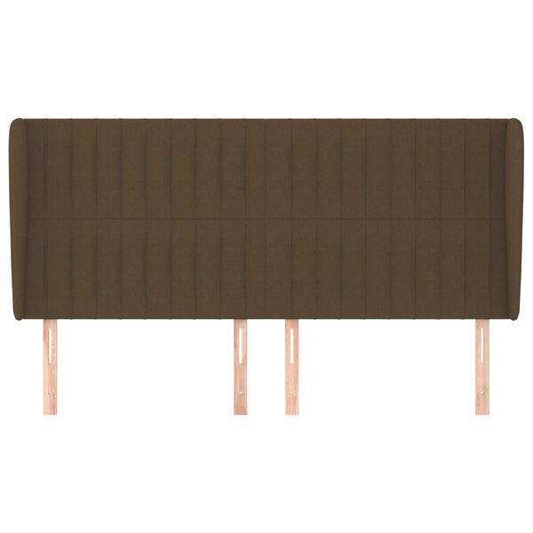 vidaXL Čelo postele typu u&scaron;&aacute;k tmavě hněd&eacute; 163x23x118/128 cm textil