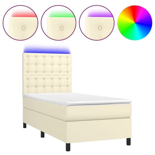 vidaXL Box spring postel s matrac&iacute; a LED kr&eacute;mov&aacute; 80x200 cm uměl&aacute; kůže
