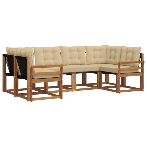 vidaXL Venkovn&iacute; pohovkov&aacute; souprava 6 pcs Přirozen&aacute; a B&eacute;žov&aacute;