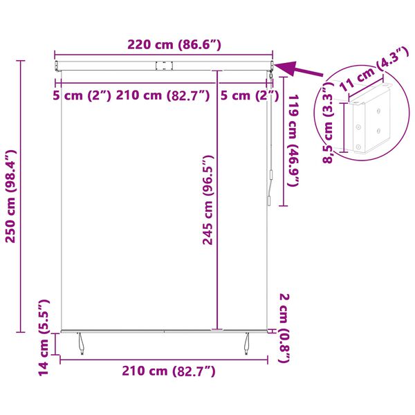 vidaXL Roleta se z&aacute;clonami Modr&aacute; a b&iacute;l&aacute; 200 x 250 cm Textil a hlin&iacute;k