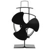 vidaXL Teplem poh&aacute;něn&yacute; ventil&aacute;tor na kamna 3 lopatky čern&yacute;