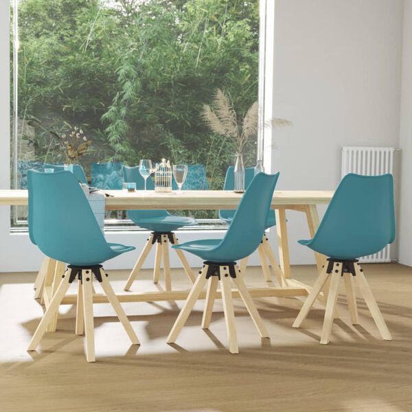 vidaXL Otočn&eacute; j&iacute;deln&iacute; židle 6 ks tyrkysov&eacute; PP