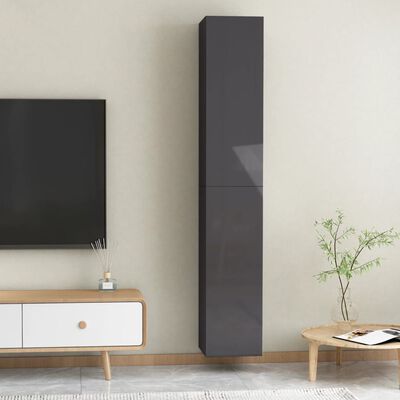 vidaXL TV stolky 2 ks šedé s vysokým leskem 30,5x30x90 cm dřevotříska