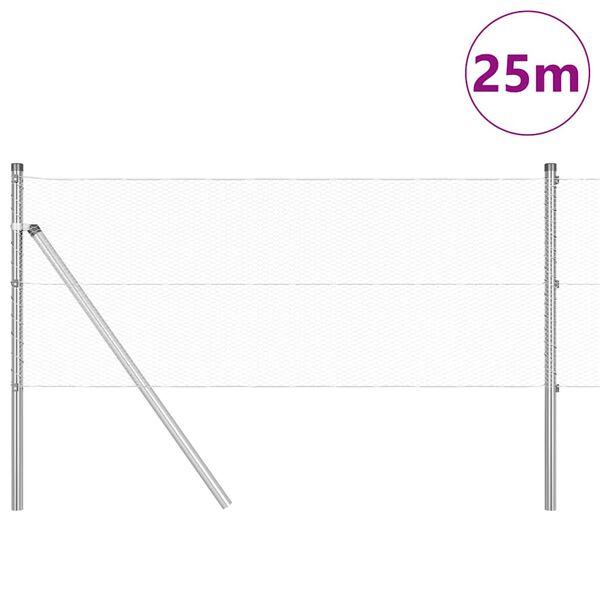 vidaXL Plotov&yacute; sloupek. Stř&iacute;brn&aacute; 25 x 0,6 m (13 mm s&iacute;ť) Ocel