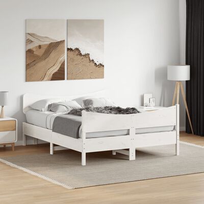 vidaXL Rám postele s čelem bílý 140 x 190 cm masivní borovice