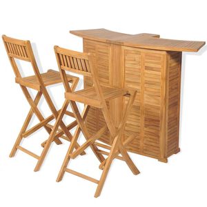 vidaXL 3d&iacute;ln&yacute; bistro set se skl&aacute;dac&iacute;mi židlemi masivn&iacute; teakov&eacute; dřevo
