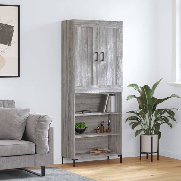vidaXL Skř&iacute;ň highboard &scaron;ed&aacute; sonoma 69,5 x 34 x 180 cm kompozitn&iacute; dřevo
