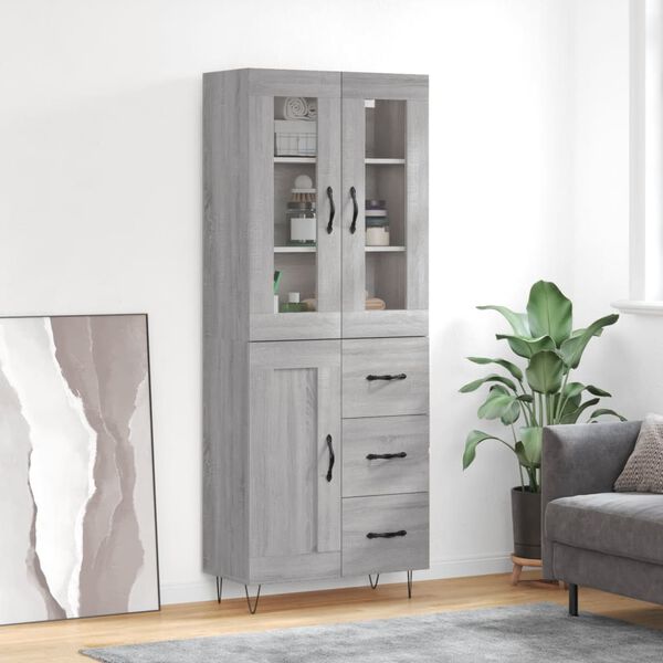 vidaXL Skř&iacute;ň highboard &scaron;ed&aacute; sonoma 69,5 x 34 x 180 cm kompozitn&iacute; dřevo