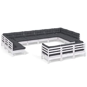 vidaXL 13d&iacute;ln&aacute; zahradn&iacute; sedac&iacute; souprava s podu&scaron;kami b&iacute;l&aacute; borovice