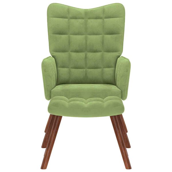 vidaXL Relaxační křeslo se stoličkou světle zelené samet