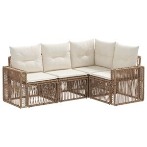 vidaXL Sada zahradn&iacute;ch pohovek 4 ks 4m&iacute;stn&eacute; Beige a kr&eacute;mov&aacute; b&iacute;l&aacute;