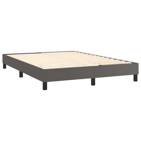 vidaXL Box spring postel s matrac&iacute; &scaron;ed&aacute; 140 x 190 cm uměl&aacute; kůže