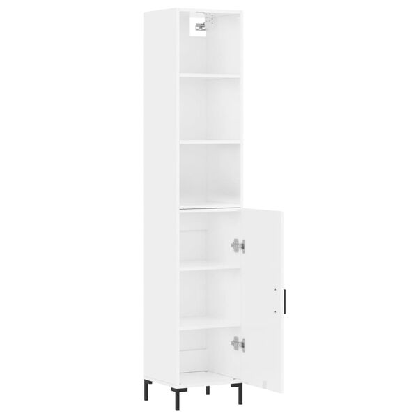 vidaXL Skř&iacute;ň highboard b&iacute;l&aacute; s vysok&yacute;m leskem 34,5x34x180 cm kompozit