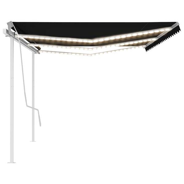 vidaXL Ručně zatahovac&iacute; mark&yacute;za s LED světlem 6 x 3 m antracitov&aacute;