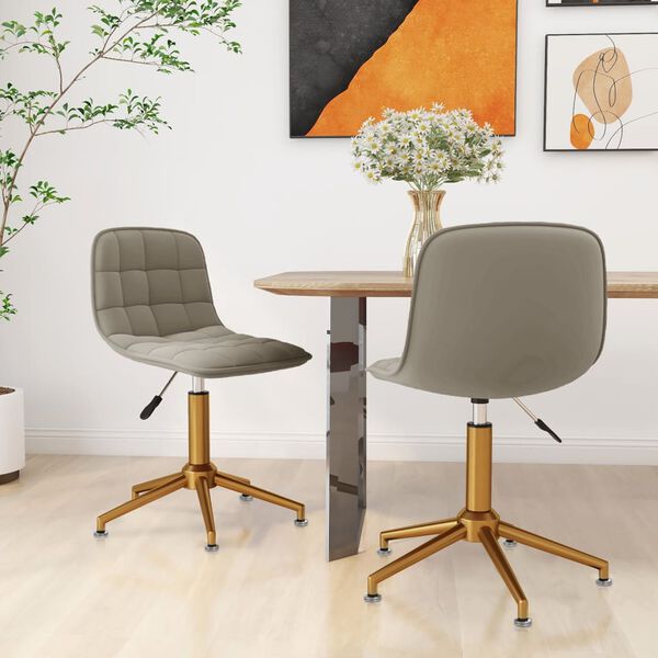 vidaXL Otočn&eacute; j&iacute;deln&iacute; židle 2 ks světle &scaron;ed&eacute; samet