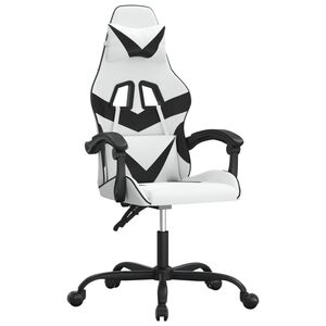 vidaXL Otočn&aacute; hern&iacute; židle b&iacute;l&aacute; a čern&aacute; uměl&aacute; kůže