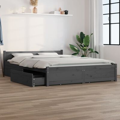 vidaXL Rám postele se zásuvkami šedý 160 x 200 cm