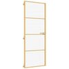 vidaXL Interi&eacute;rov&eacute; dveře &uacute;zk&eacute; zlat&eacute; 76x201,5 cm tvrzen&eacute; sklo a hlin&iacute;k