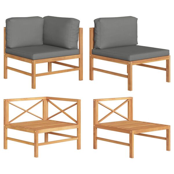 vidaXL 2d&iacute;ln&aacute; zahradn&iacute; sedac&iacute; souprava tmavě &scaron;ed&eacute; podu&scaron;ky teak