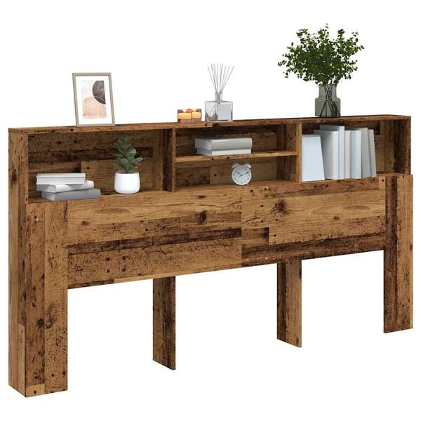 vidaXL Čelo postele s &uacute;ložn&yacute;m prostorem old wood 200 x 19 x 103,5 cm