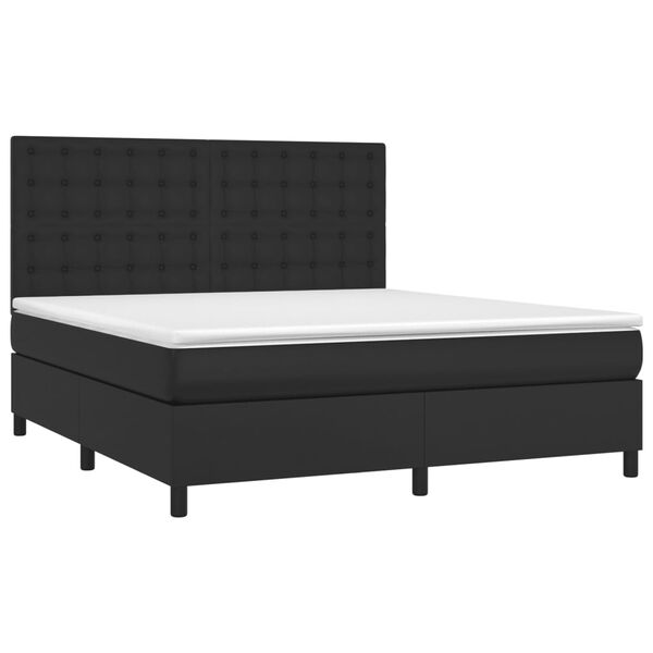 vidaXL Box spring postel s matrac&iacute; čern&aacute; 160x200 cm uměl&aacute; kůže