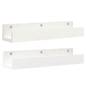 vidaXL N&aacute;stěnn&eacute; police 2 ks b&iacute;l&eacute; 50 x 12 x 9 cm masivn&iacute; borov&eacute; dřevo