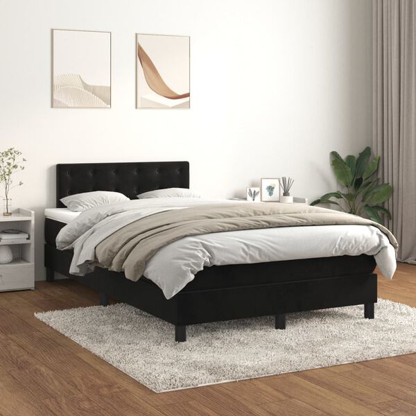 vidaXL Box spring postel s matrac&iacute; čern&aacute; 120 x 190 cm samet