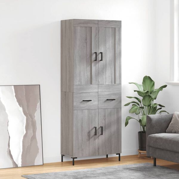 vidaXL Skříň highboard šedá sonoma 69,5 x 34 x 180 cm kompozitní dřevo