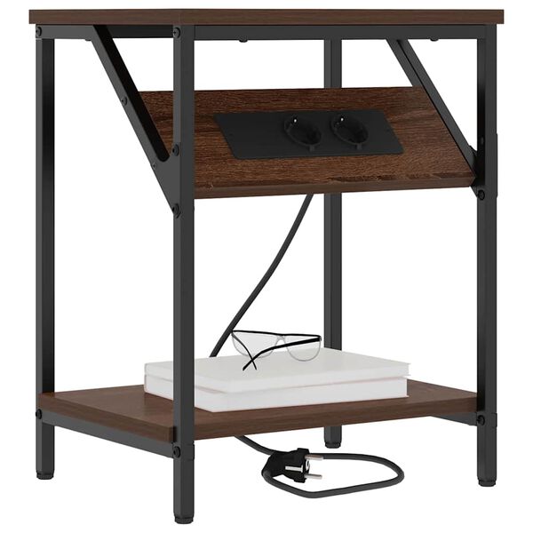 vidaXL Nočn&iacute; skř&iacute;ňka Hněd&yacute; dub 38 x 30 x 48 cm kompozitn&iacute; dřevo