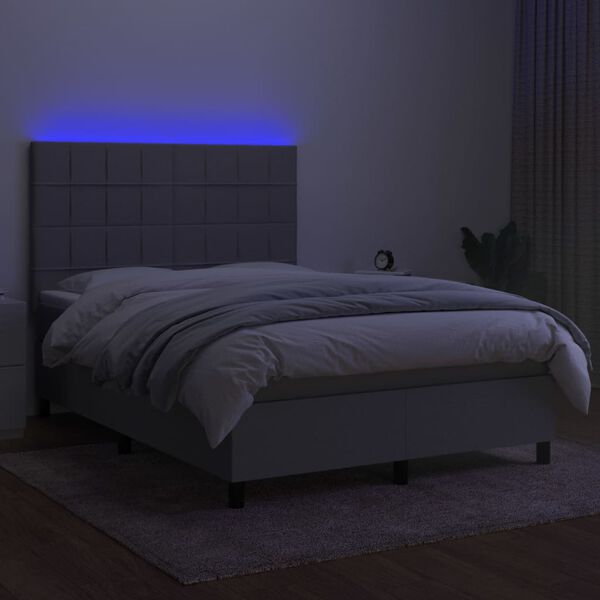 vidaXL Box spring postel s matrac&iacute; a LED světle &scaron;ed&aacute; 140x200 cm textil
