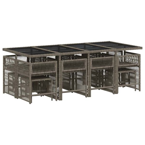 vidaXL 13d&iacute;ln&yacute; zahradn&iacute; j&iacute;deln&iacute; set s podu&scaron;kami &scaron;ed&yacute; polyratan