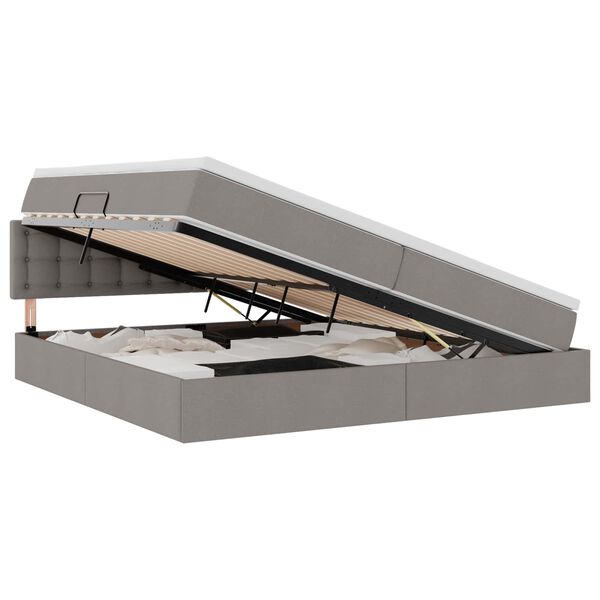 vidaXL Postel s &uacute;ložn&yacute;m prostorem a LED osvětlen&iacute;m Taupe 200 x 200 cm