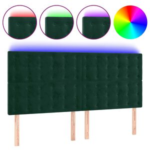 vidaXL Čelo postele s LED tmavě zelen&aacute; 180x5x118/128 cm samet