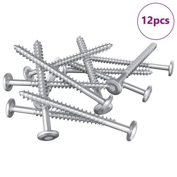 vidaXL Dřevěn&eacute; &scaron;rouby 12 pcs Stř&iacute;brn&aacute; M6 x 70 mm Ocel