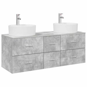 vidaXL Sada koupelnov&eacute;ho n&aacute;bytku 3 ks Betonově &scaron;ed&aacute; 129 x 44,5 x 80 cm