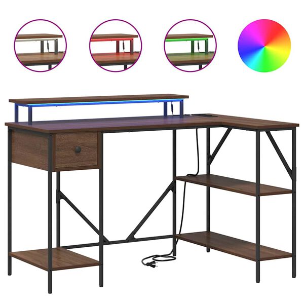 vidaXL Stůl se z&aacute;suvkou Hněd&yacute; dub 120 x 79 x 86,5 cm kompozitn&iacute; dřevo