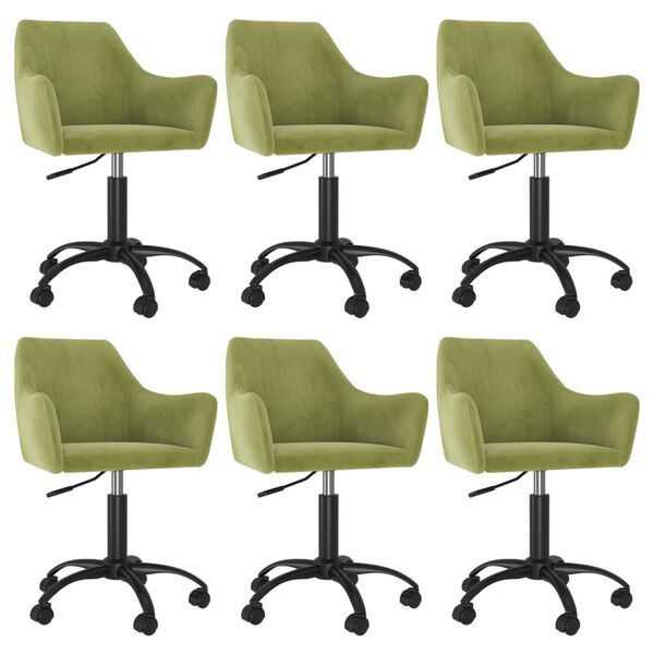 vidaXL Otočn&eacute; j&iacute;deln&iacute; židle 6 ks světle zelen&eacute; samet