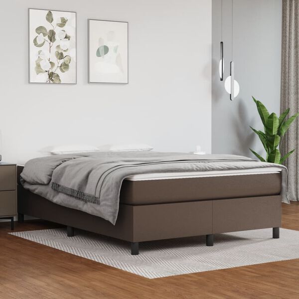vidaXL R&aacute;m postele s boxspringem hněd&aacute; 140 x 190 cm uměl&aacute; kůže