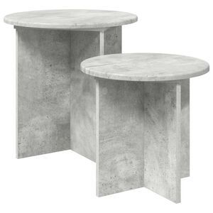 vidaXL Sada odkl&aacute;dac&iacute;ch stolků 2 pcs Betonově &scaron;ed&aacute; Dřevěn&yacute; materi&aacute;l