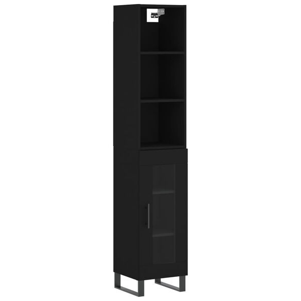 vidaXL Skř&iacute;ň highboard čern&aacute; 34,5 x 34 x 180 cm kompozitn&iacute; dřevo