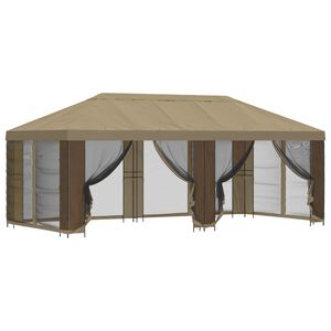 vidaXL Zahradn&iacute; alt&aacute;n se stěnami 6 x 3 m B&eacute;žov&aacute; Polyester a ocel