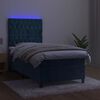 vidaXL Box spring postel s matrac&iacute; a LED tmavě modr&aacute; 100x200 cm samet