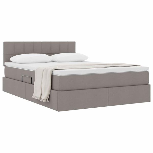 vidaXL Postel s &uacute;ložn&yacute;m prostorem a matrac&iacute; s čelo Taupe 140 x 190 cm
